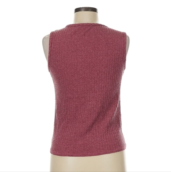 *5 for $25* Olivia Rae Women's Small Burgundy Ribbed Tank Top With Tie Front - Picture 3 of 11